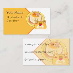 Kawaii Frog and Japanese Purin Pudding Business Card