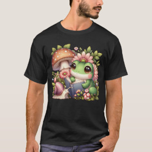 Kawaii Frog And Snail Reading Book Aesthetic T-Shirt