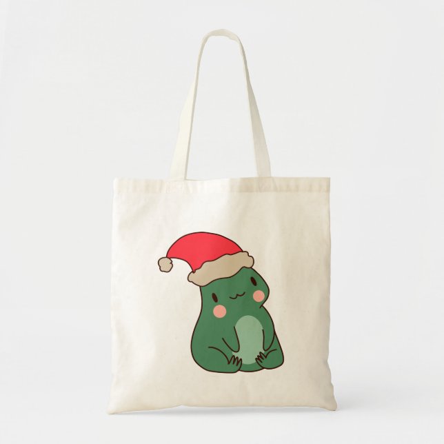 Kawaii Frog Christmas Gift Tote Bag (Front)