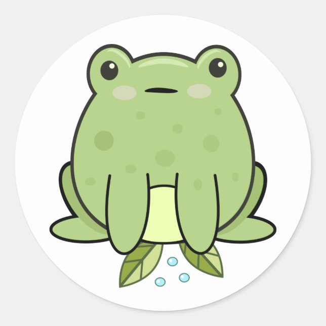 Kawaii Frog Classic Round Sticker (Front)