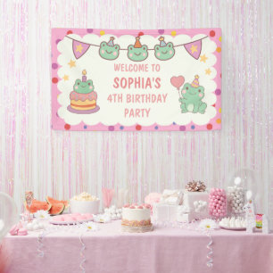 Kawaii Frog Custom Birthday Banner
