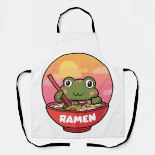 Kawaii frog eating ramen apron