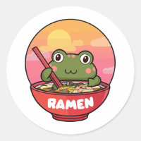 Kawaii frog eating ramen