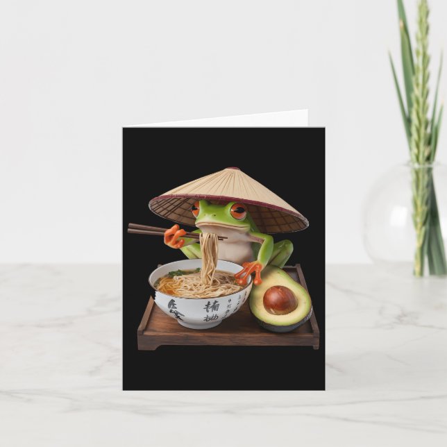 Kawaii Frog Eating Ramen Japanese Noodles  Card (Front)
