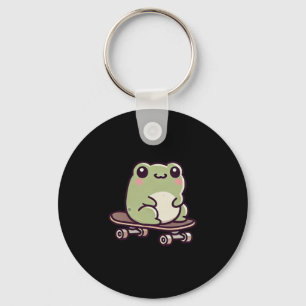 Kawaii Frog On A Skateboard Funny Skateboarding Keychain