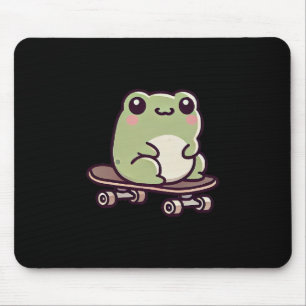 Kawaii Frog On A Skateboard Funny Skateboarding Mouse Pad