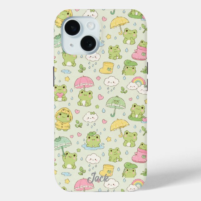 Kawaii Frog Rainy Day Pattern Phone Case (Back)