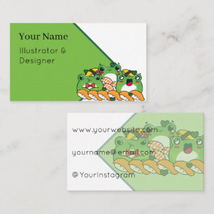 Kawaii Frog Sushi Feast Business Card