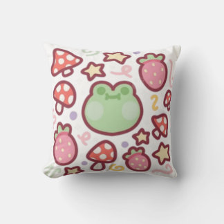 Kawaii frog throw pillow