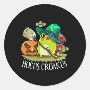 Kawaii Frog Witch Hat Cottagecore Aesthetic Hocus Classic Round Sticker