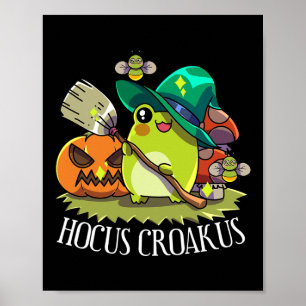 Kawaii Frog Witch Hat Cottagecore Aesthetic Hocus  Poster