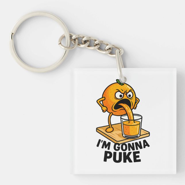 Kawaii Fruit Funny Orange Juice Keychain (Front)