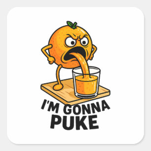 Kawaii Fruit Funny Orange Juice Square Sticker