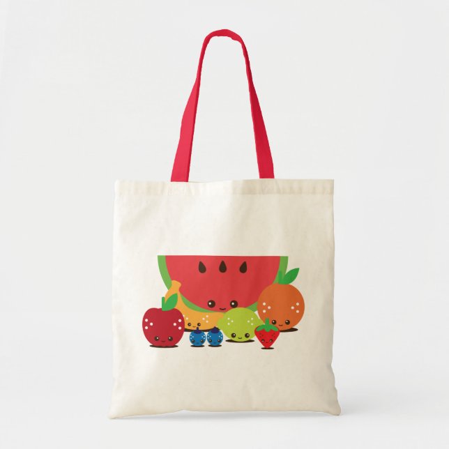 Kawaii Fruit Group Tote Bag (Front)