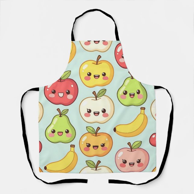 Kawaii Fruit Seamless Pattern Cute Cartoon Apron (Front)