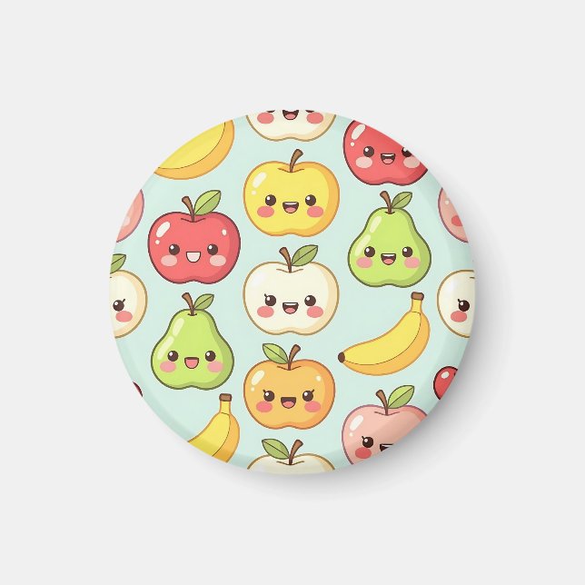 Kawaii Fruit Seamless Pattern Cute Cartoon Magnet (Front)