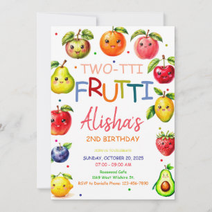 Kawaii Fruit Two-tti Frutti Fruit 2nd Birthday Invitation