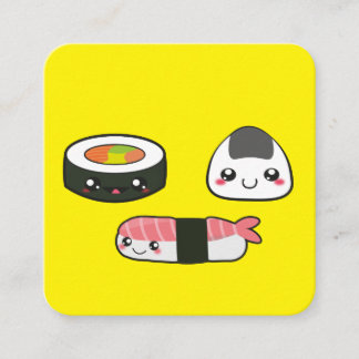 Kawaii, fun and funny Sushi mooshie Square Business Card