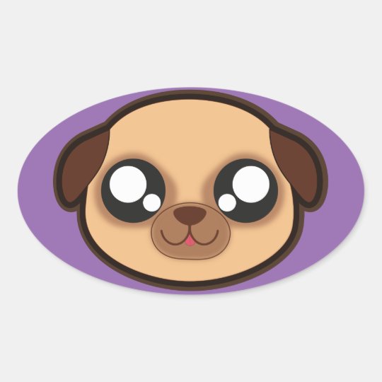 Kawaii funny dog oval sticker