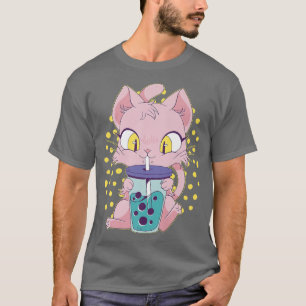 Kawaii Funny Japan Cat Boba Tea Japanese Anime Cat T-Shirt