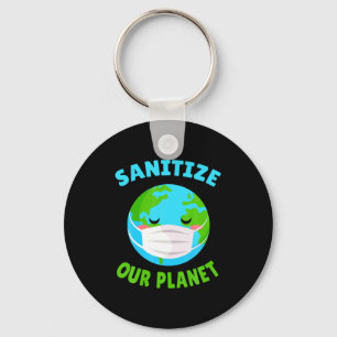 Kawaii Funny Mask Pro Environment Sanitize Earth D Keychain