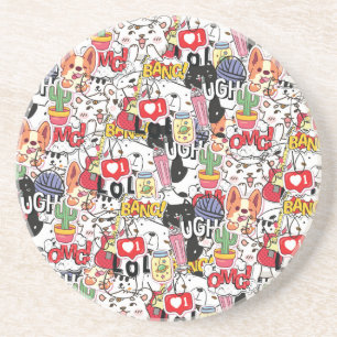 kawaii funny pet design - cute animal lover  coaster