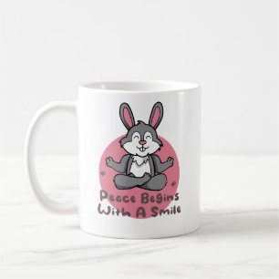 Kawaii funny rabbit practice yoga poses pink  coffee mug