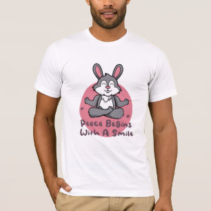 Kawaii funny rabbit practice yoga poses pink T-Shirt