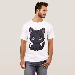 Kawaii Galaxy Chat noir Magique Cute Kitty T-Shirt