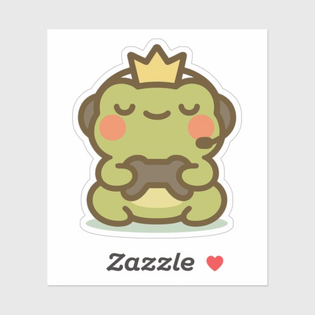 Kawaii Gamer Frog Sticker (Sheet)