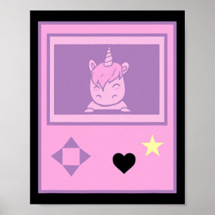 Kawaii Gamer Unicorn Pastel Anime Girl Manga Style Poster