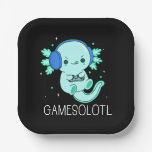 Kawaii Gamesolotl Axolotl Gamer Paper Plate