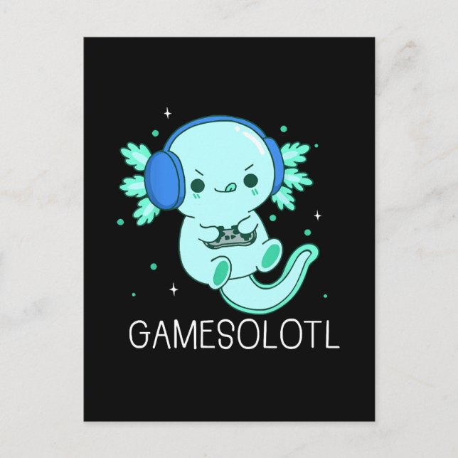 Kawaii Gamesolotl Axolotl Gamer Postcard (Front)