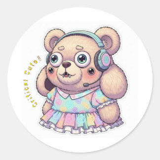 🎮🩷🩵KAWAII Gaming Rabbit ?? Custom Message Classic Round Sticker