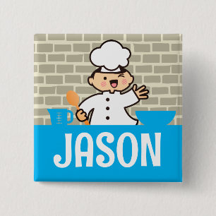 Kawaii garçon chef enfants cuisine nom badge