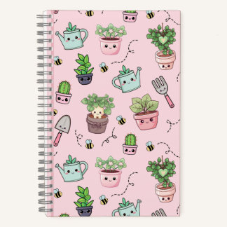 Kawaii Gardening House Plants Spiral Notebook
