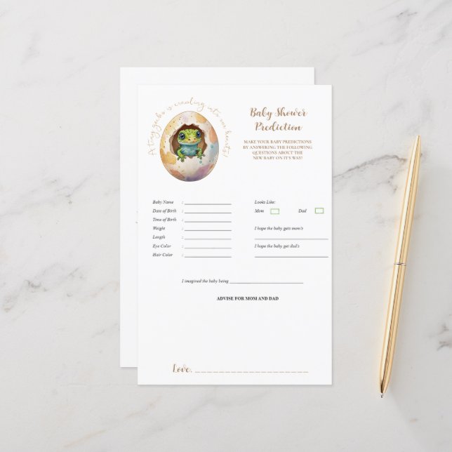 Kawaii Gecko Lizard Egg Baby Shower Predict Game (Front/Back In Situ)