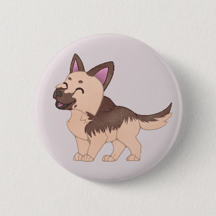 Kawaii German Shepherd Dog 2 Inch Round Button