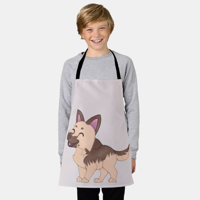 Kawaii German Shepherd Dog Apron (Worn)