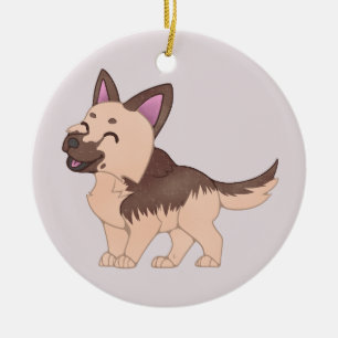Kawaii German Shepherd Dog Ceramic Ornament