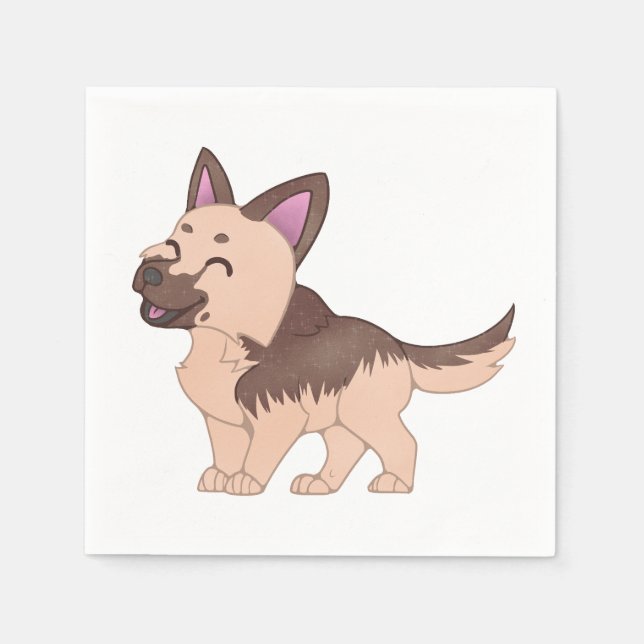 Kawaii German Shepherd Dog Napkin (Front)