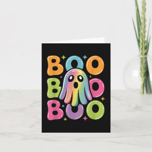 Kawaii Ghost Boo With Sparkles Halloween Colourful Card