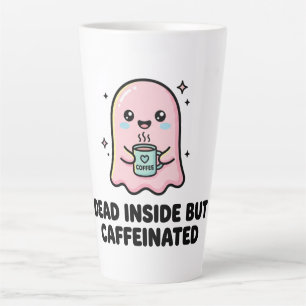 Kawaii Ghost Funny Dead Inside But Caffeinated Latte Mug