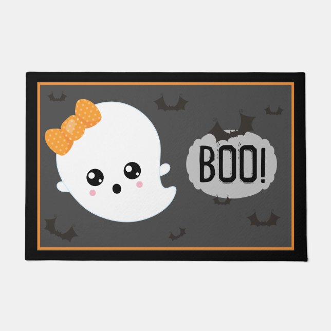Kawaii Ghost Halloween Doormat (Front)