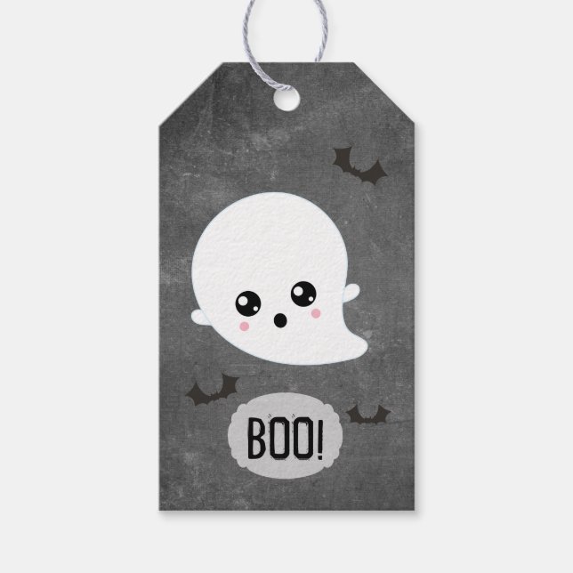 Kawaii Ghost Halloween Gift Tags (Front)