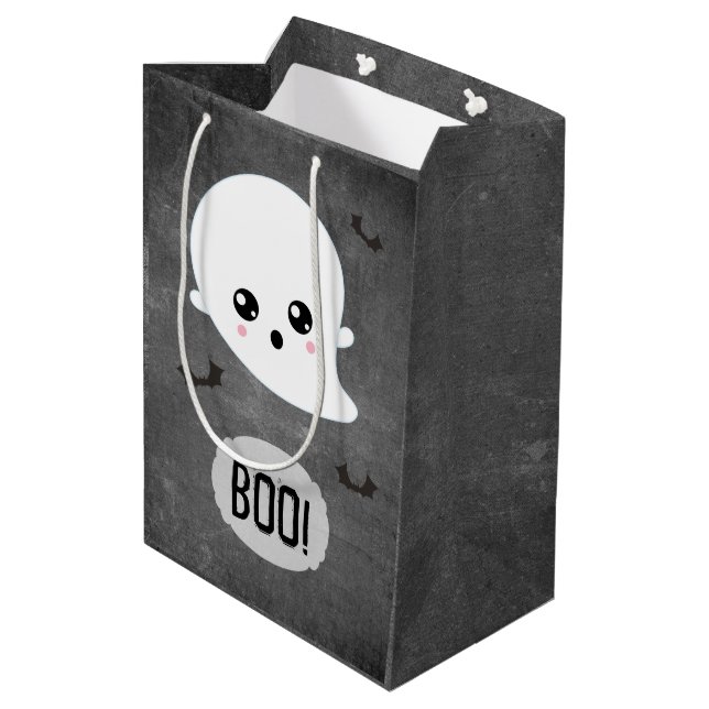 Kawaii Ghost Halloween Medium Gift Bag (Back Angled)