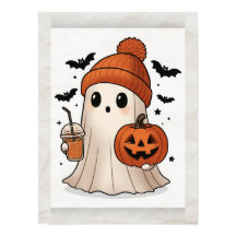 Kawaii Ghost Halloween Poster – Cute Wall Art
