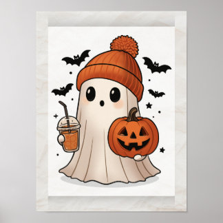 Kawaii Ghost Halloween Poster – Cute Wall Art
