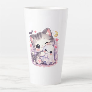Kawaii Ghost Hug Kitty Latte Mug