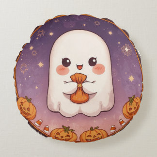 Kawaii Ghost Round Pillow